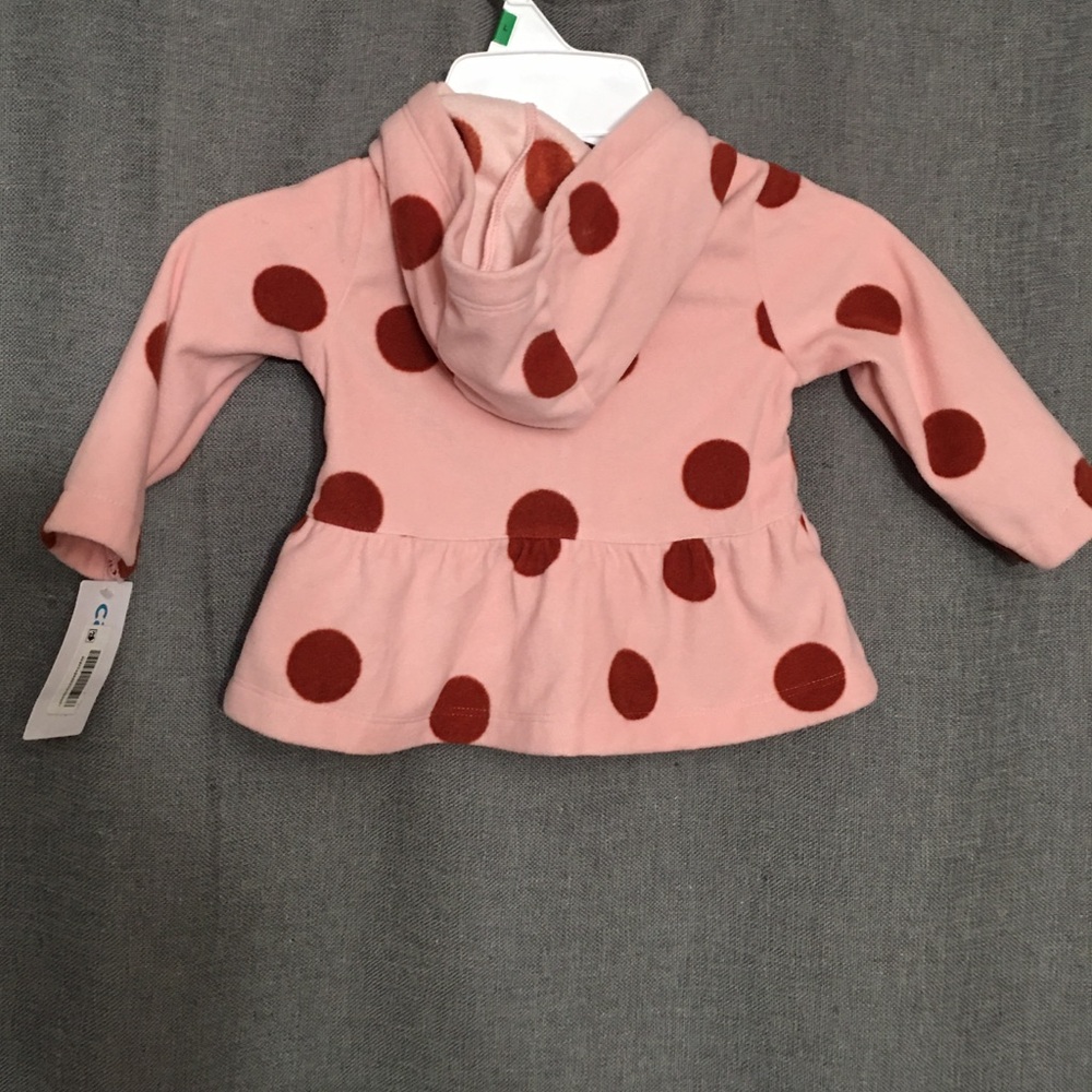 Carter's Baby Girl Lightweight Fleece Peplum Jacket 9M Pink multi Polka dot New - Picture 6 of 10